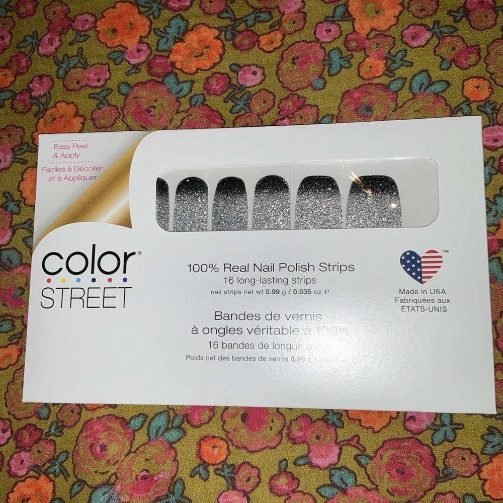 Color Street Nail Polish Strips Underground Magic Black To Silver Glitter NEW